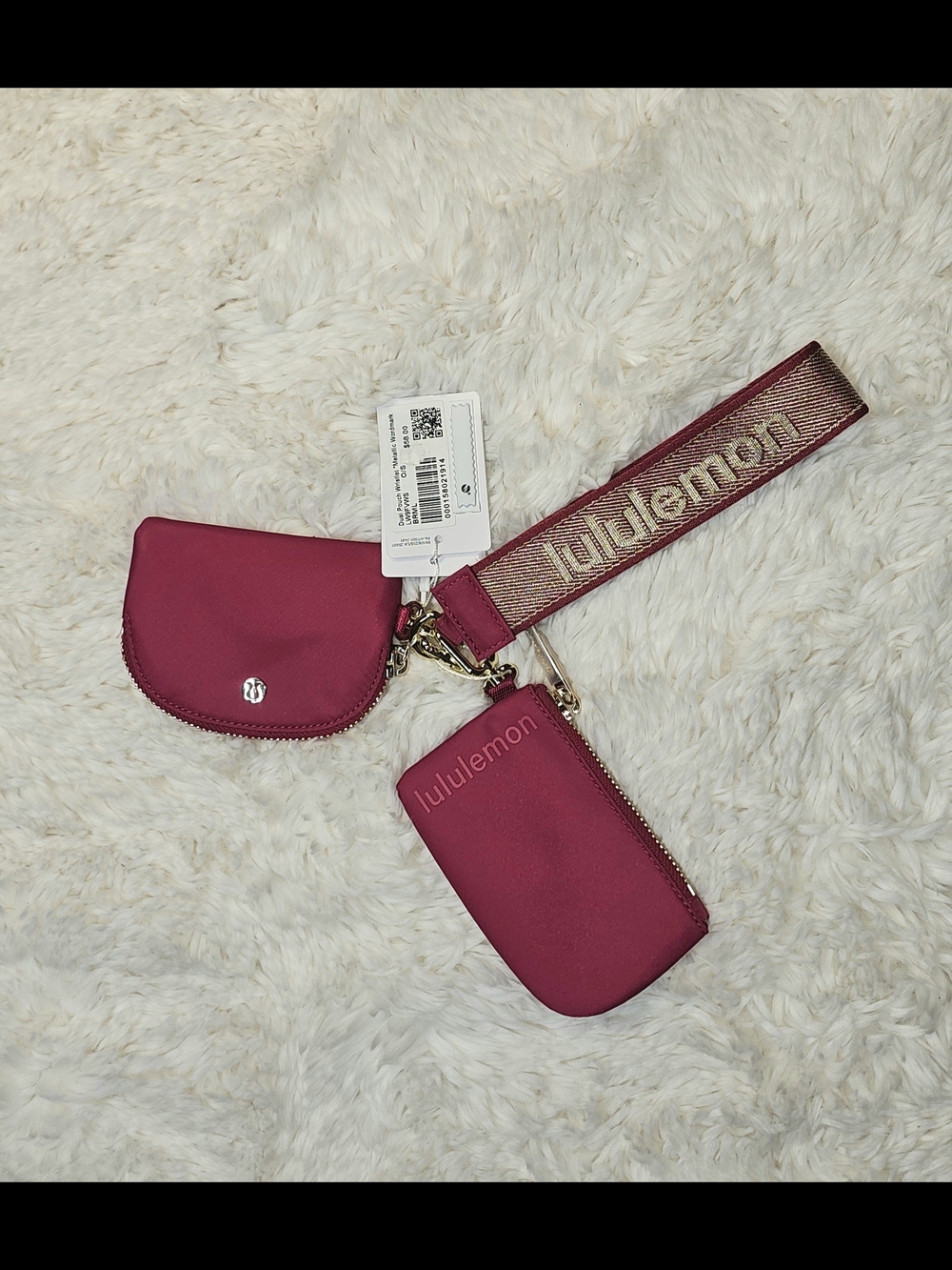 lululemon athletica Pink Berry Key & Card Wristlet Set with Branded Strap